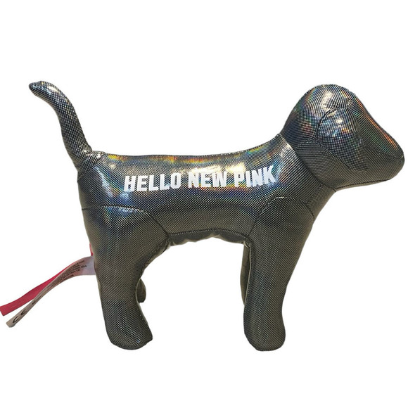 Victoria's Secret Pink Holographic Gray Black & Silver Puppy Dog Plush - Picture 2 of 12